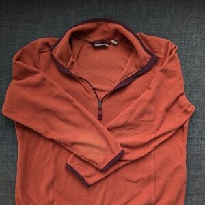 L.L. Bean Kids Rust Fleece Pullover with Plum Accents